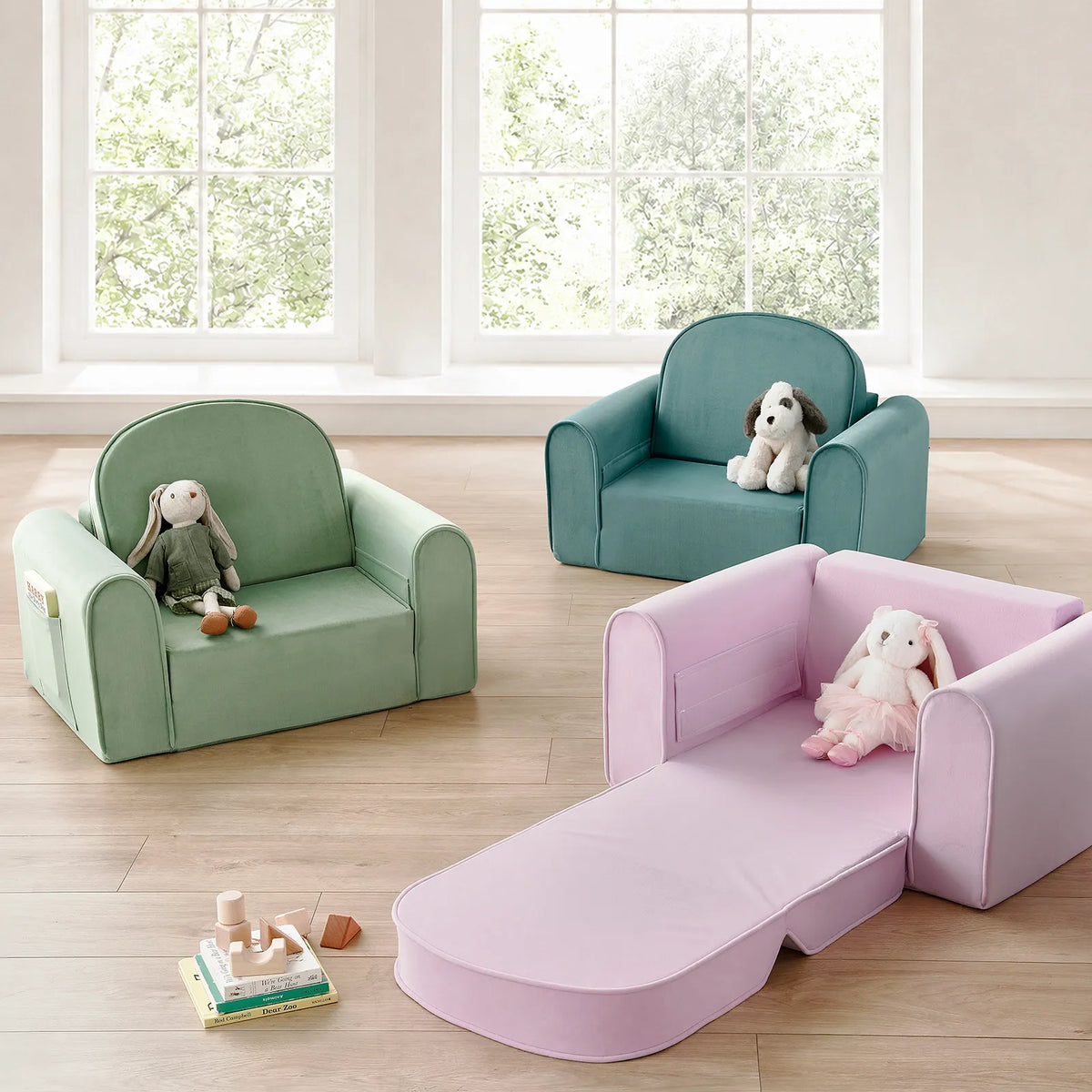 2-in-1 Foldable Kids Sofa: A Cozy Space for Reading, Lounging & Resting