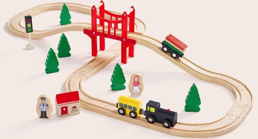 102 pc All Aboard Deluxe Wooden Train Set: An Immersive Playtime Experience - Tiny Land INC