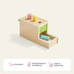 The Tiny Land® Montessori Toys for Infants (10–12 Months) by Tiny Land is a wooden sorting playset with colorful cylinders, shapes, and a ramp—designed to boost fine motor skills, confidence, and logic in babies.