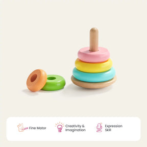 Tiny Land® Montessori Toys for Infants (10–12 Months) by Tiny Land features colorful wooden stacking rings that boost fine motor skills, creativity, imagination, and expression—ideal baby development toys.