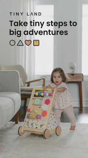 Tiny Land® Premium Natural Wooden Activity Walker